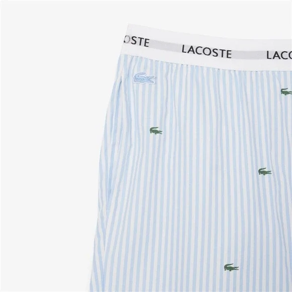 NWT Lacoste L Printed Alligator Striped Cotton Pajama Top & Bottom 131110
